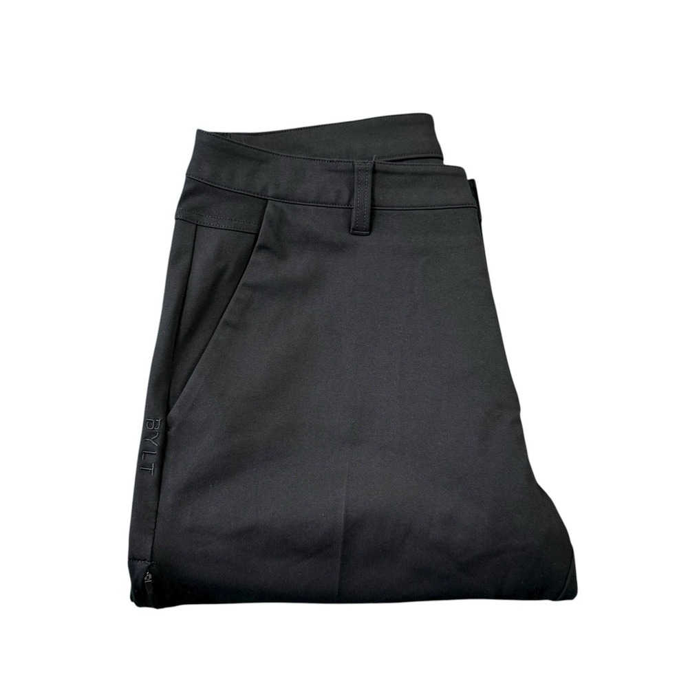 BYLT Solid Black Performance Flat Front Chino Men's Pant Size 36x27